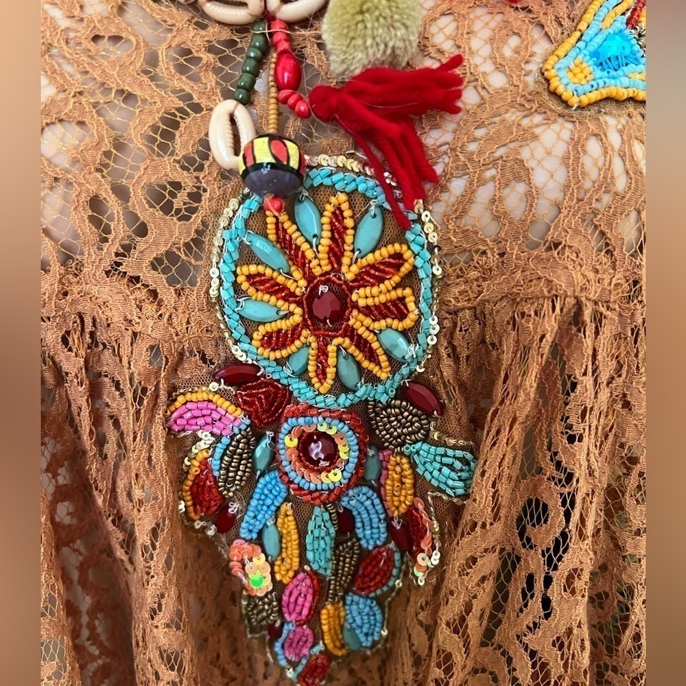 ANTICA SARTORIA Ombre Lace Beaded Tassle Southwestern Tunic NEW - Picture 12 of 15